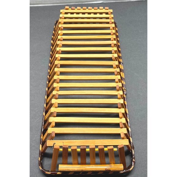 Vintage Wood Slat Bread Basket Rectangular Fruit Tray Fruit Storage 14 Inch - Picture 3 of 11